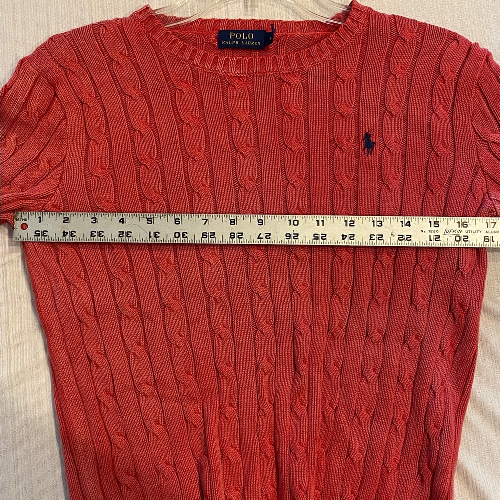 Polo by Ralph Lauren Junior’s Distressed Look Pink Crewneck Sweater Medium - Picture 8 of 9